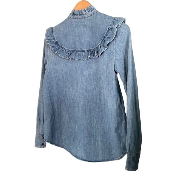 Paris Atelier & Other Stories Embroidered Western Denim Boho Shirt Womens Size 4 - Picture 8 of 12